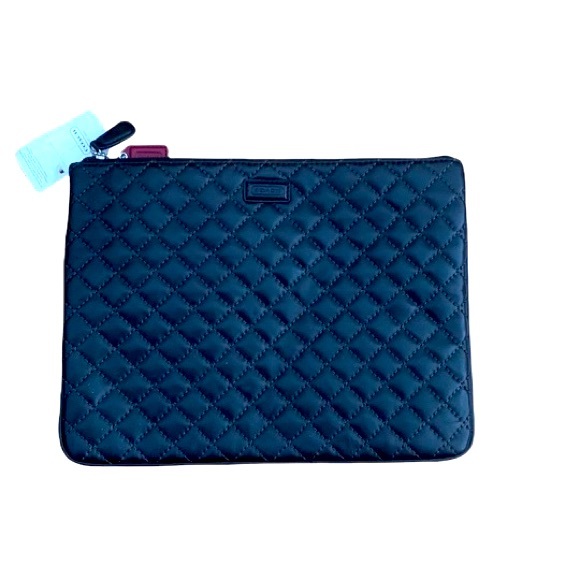 Coach large quilted black leather tech pouch - Picture 1 of 16